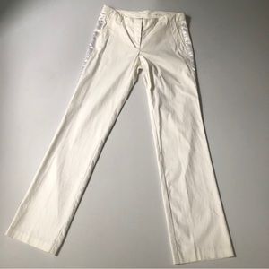 Poleci for Anthropologie white twill pants with satin stripes 6 wide leg summer